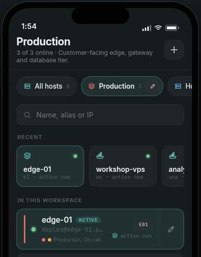Workspace host list on a phone